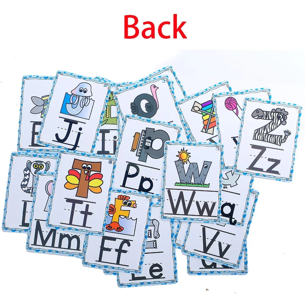 Montessori A - Z English Alphabet Cards with Phonics Words, Ideal for Early Development Educational Toys for Kids Teaching Aids