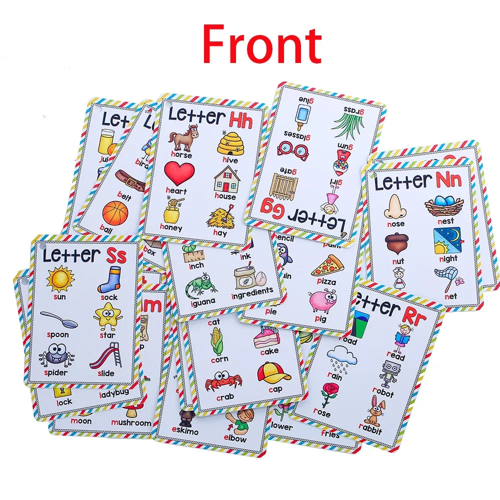Montessori A - Z English Alphabet Cards with Phonics Words, Ideal for Early Development Educational Toys for Kids Teaching Aids