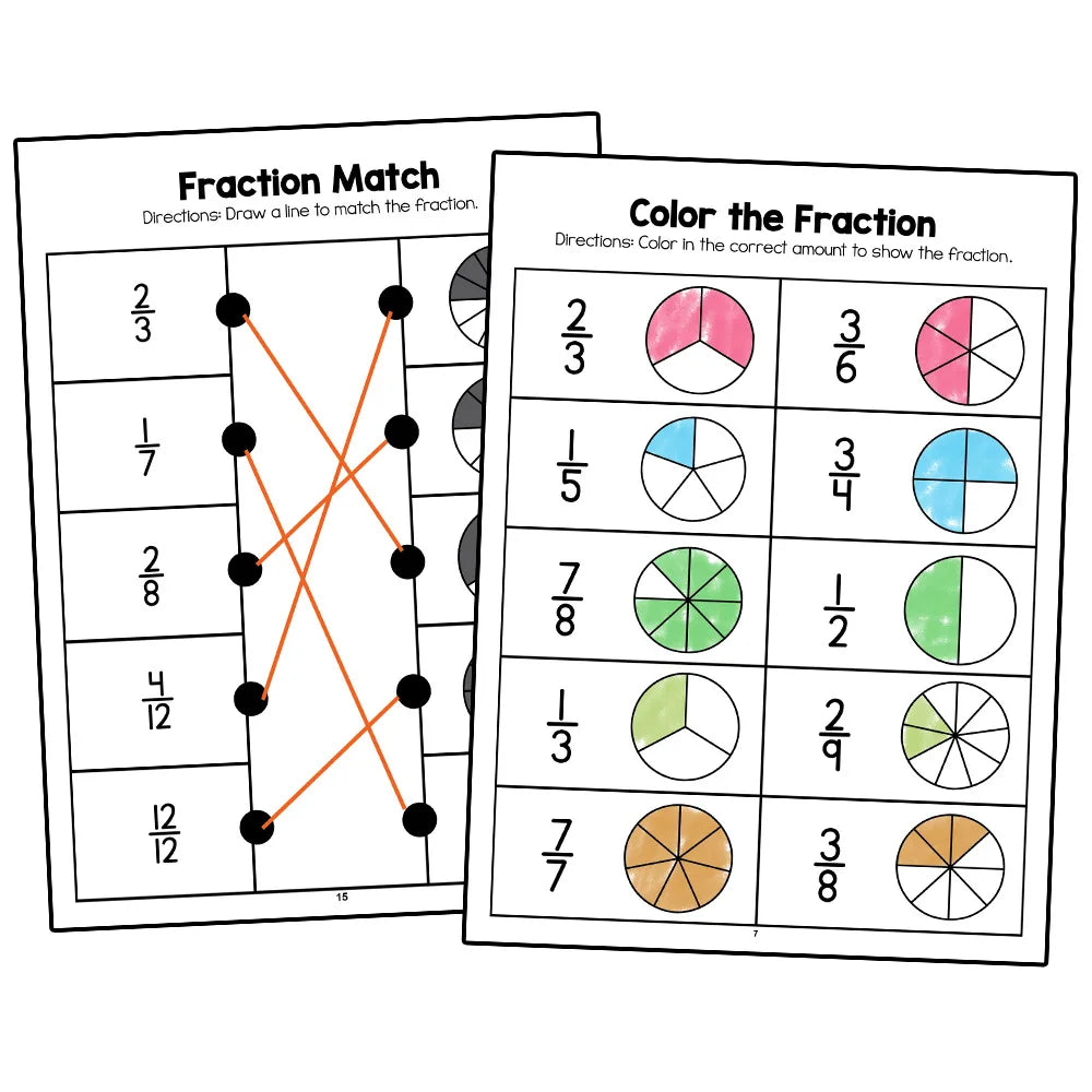 Montessori Fractions Workbook Arithmetic Learning Teaching Aids Grade 3-4 Primary School Math Cognitive Training Test Book