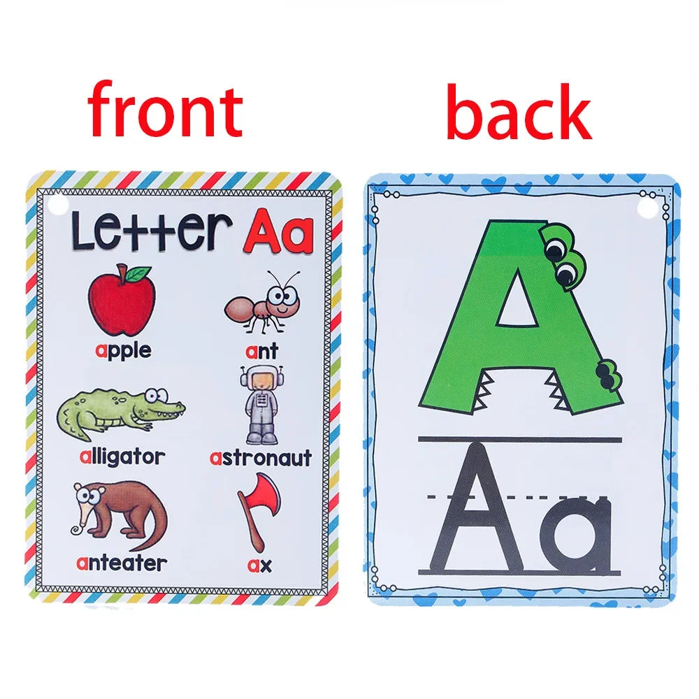 Montessori A - Z English Alphabet Cards with Phonics Words, Ideal for Early Development Educational Toys for Kids Teaching Aids